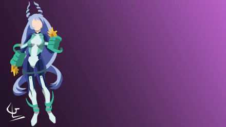Nejire Hado from My Hero Academia stands confidently against a purple gradient background in this 4K Ultra HD anime desktop wallpaper.