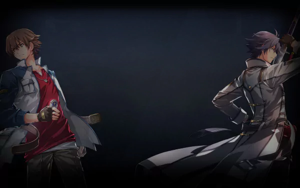 HD desktop wallpaper featuring two characters from The Legend of Heroes: Trails into Reverie, set against a dark background.