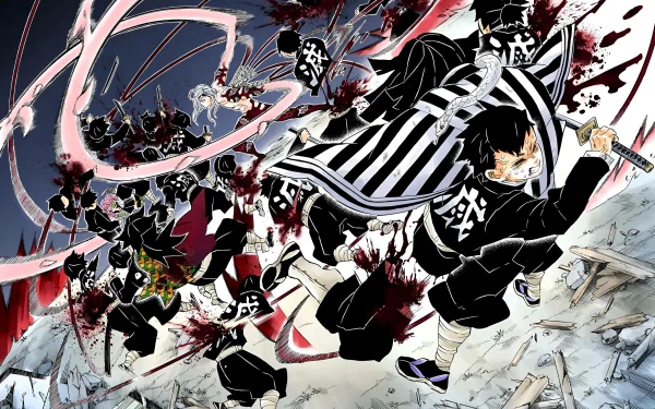 A stunning Demon Slayer: Kimetsu no Yaiba anime-themed HD desktop wallpaper and background.