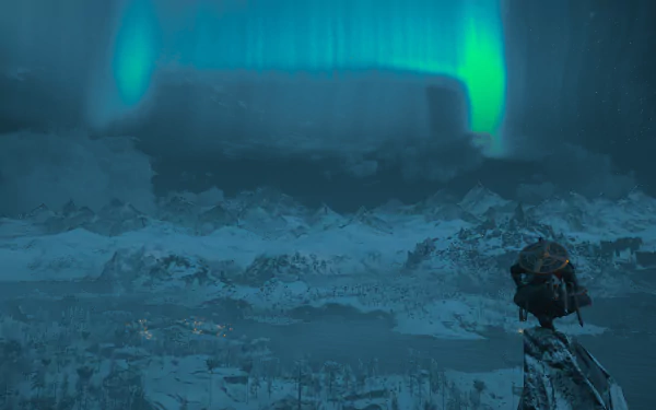 snow Norway Eivor (Assassin's Creed) aurora borealis video game Assassin's Creed Valhalla HD Desktop Wallpaper | Background Image
