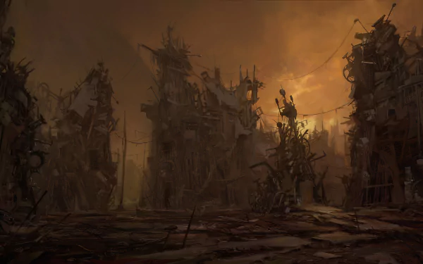 HD desktop wallpaper featuring the eerie, desolate landscape of Silent Hill: Ascension with ominous structures under an unsettling sky.