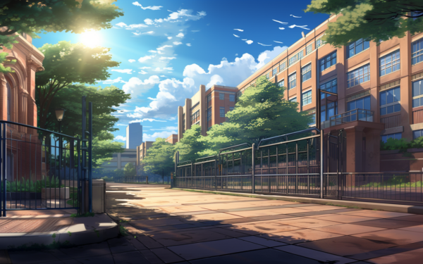 Anime Original City Aesthetic Street Alone School HD Wallpaper | Background Image