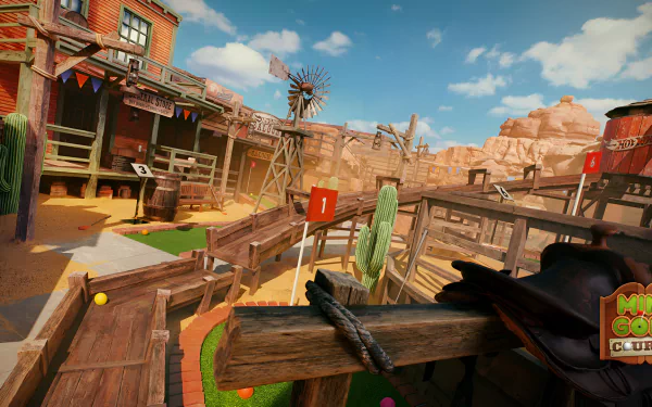 HD desktop wallpaper from Hot Wheels Unleashed 2: Turbocharged featuring a dynamic race track scene in a Western-themed setting.