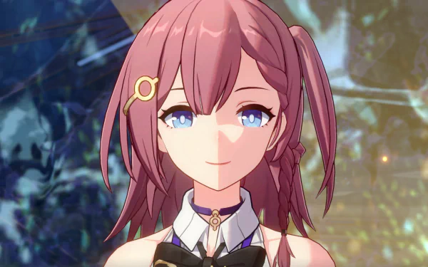HD desktop wallpaper featuring Asta from Honkai: Star Rail, showcasing her with a smile and blue eyes in a detailed animated style.