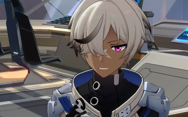 HD desktop wallpaper featuring Arlan from the video game Honkai: Star Rail, depicted in a futuristic cockpit setting.