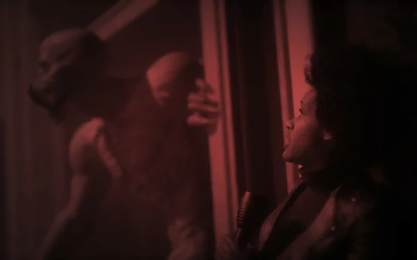 HD wallpaper of a tense scene with a person unaware of a figure's presence behind a frosted glass, evoking themes of Deceit 2.