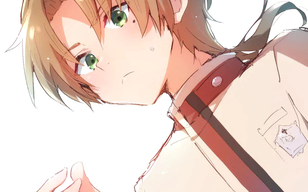 HD PC desktop wallpaper featuring Rudeus Greyrat from the anime Mushoku Tensei: Jobless Reincarnation with vibrant colors and detailed anime art style.