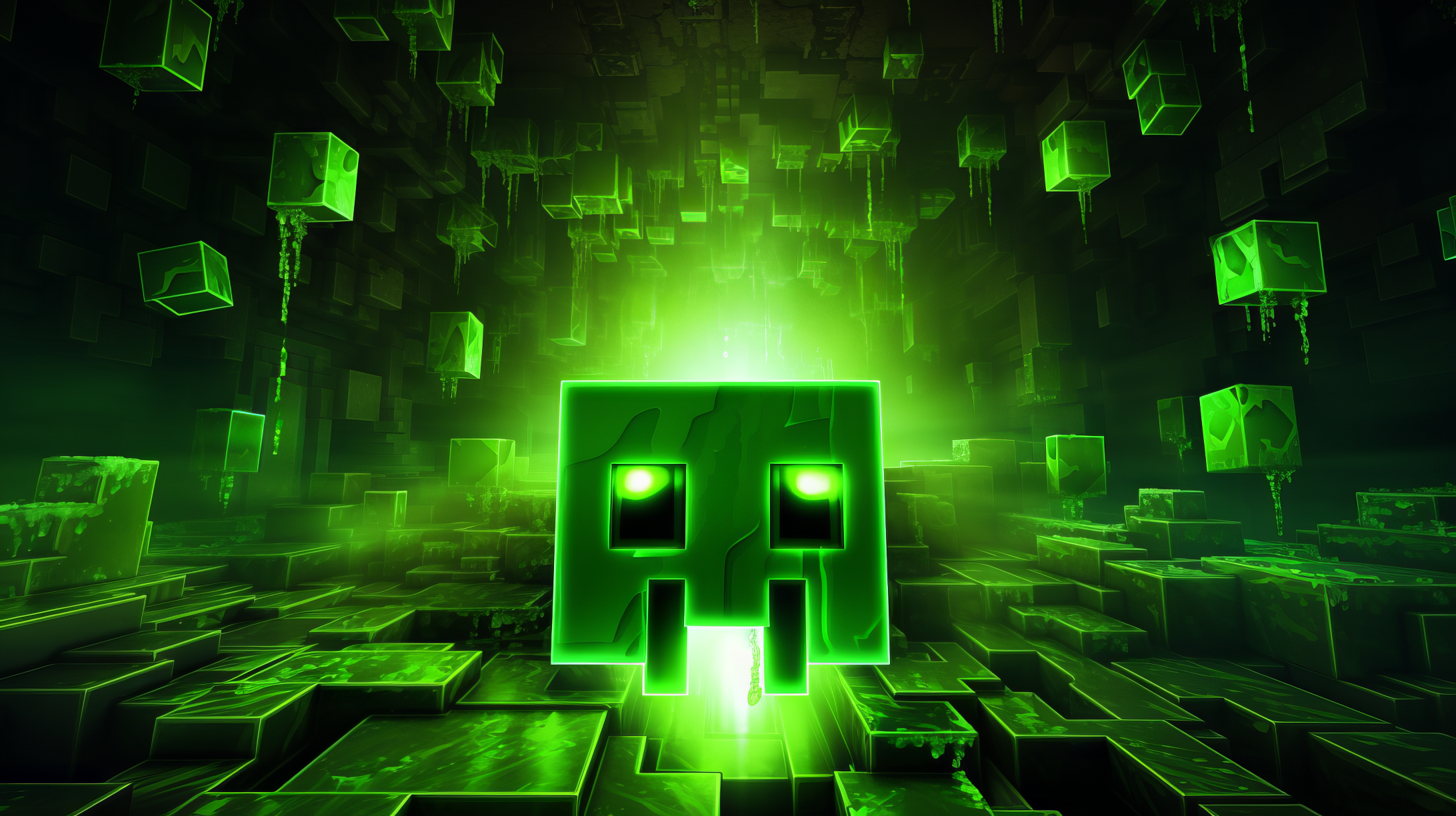 Creeper Render Acid Green Minecraft Wallpaper by patrika