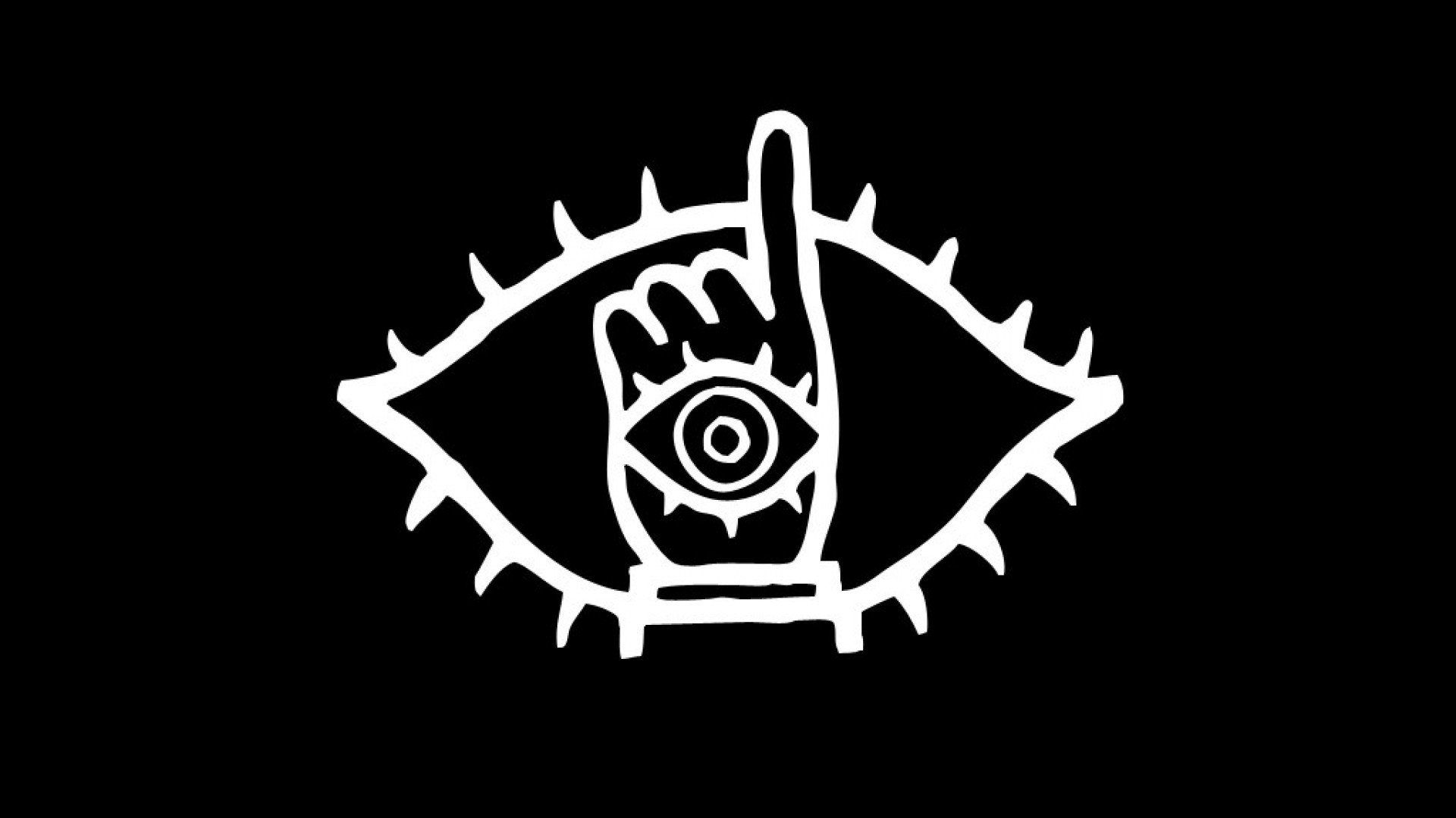 HD desktop wallpaper featuring the iconic 'Friend' symbol from 20th Century Boys manga on a black background.