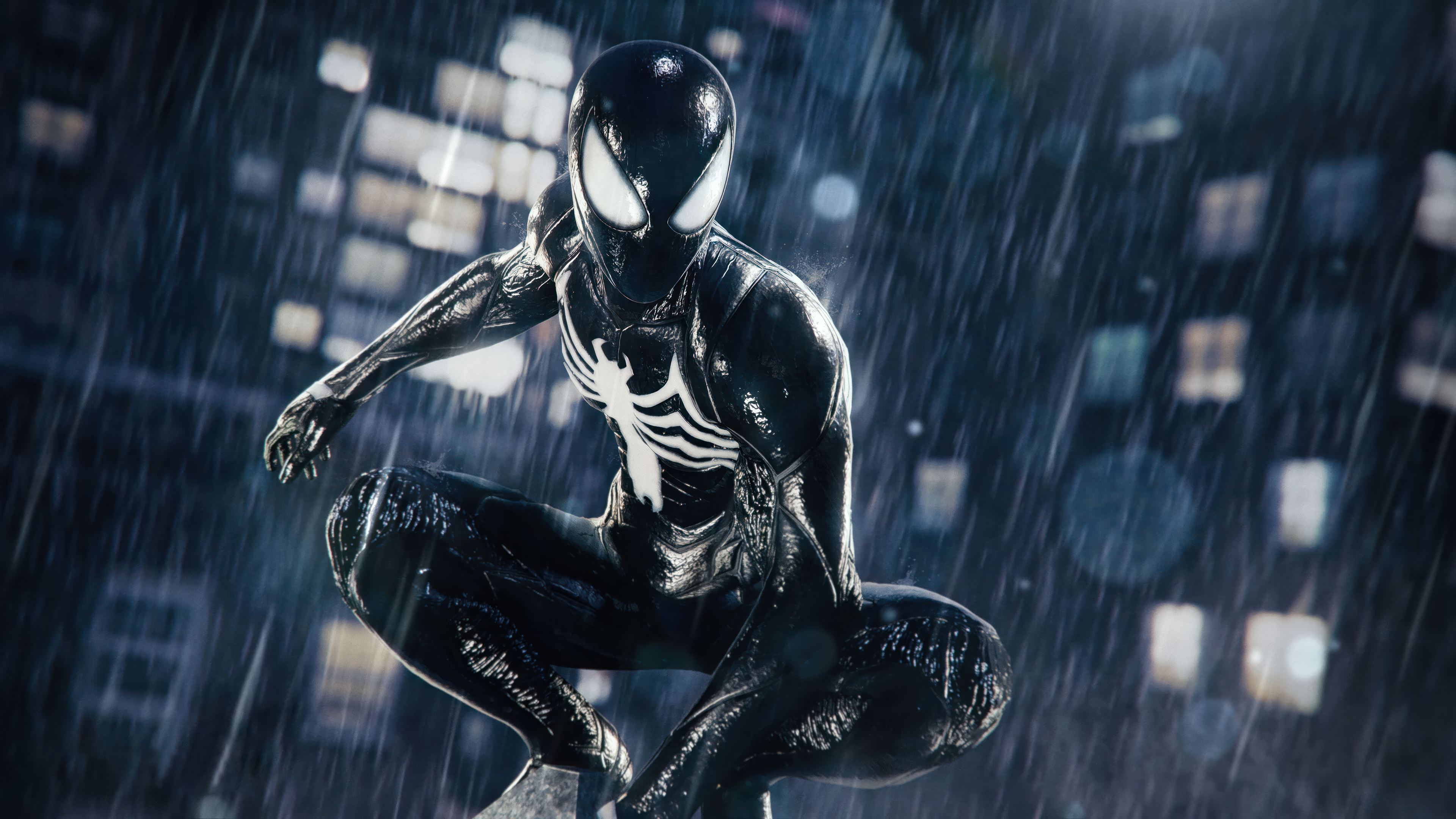 Marvel s Spider Man 2 HD Wallpaper Black Suit Spider Man Desktop 