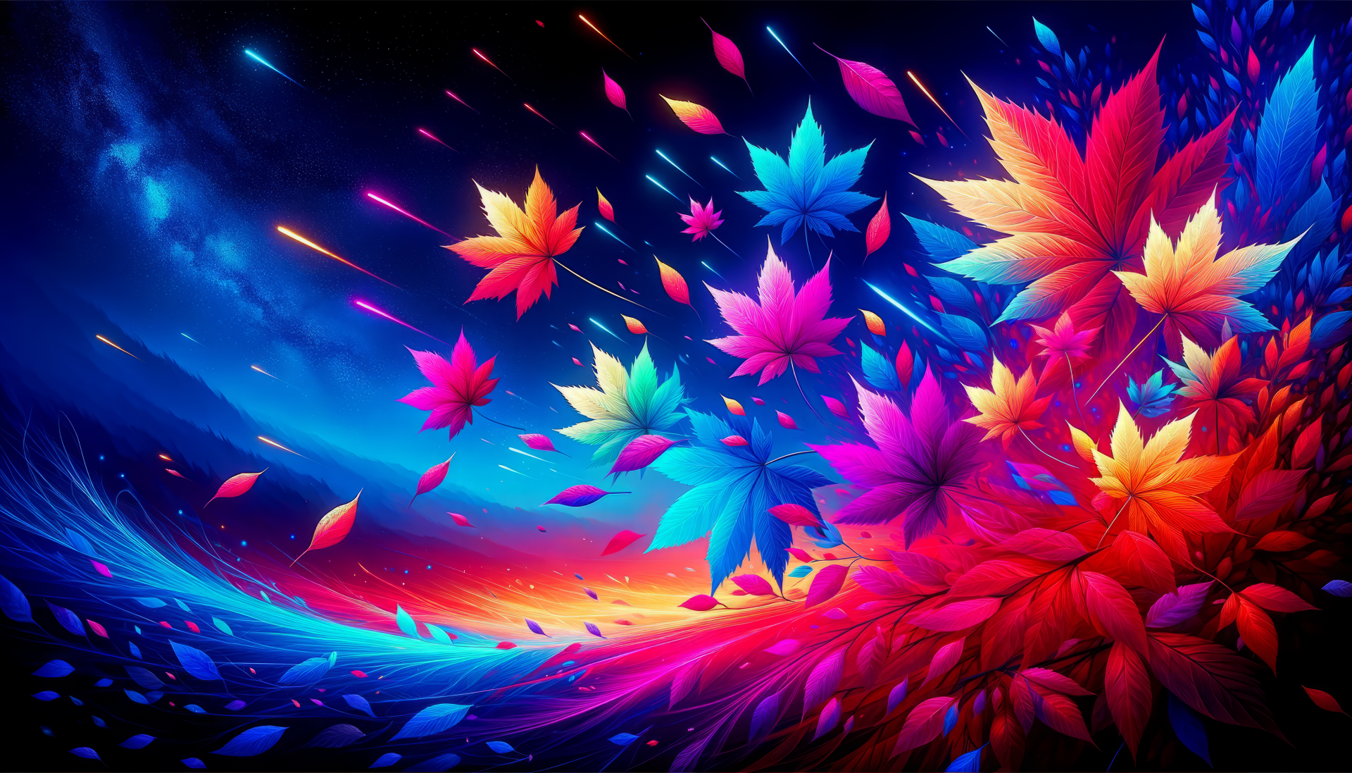 Colorful abstract autumn leaves HD wallpaper for desktop background.