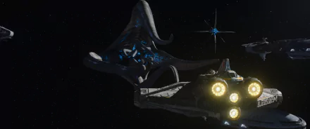 HD desktop wallpaper featuring Ahsoka-themed space scene with starships.