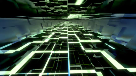  3d Abstract Pale Reflective Green Tunnel