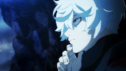 Gabimaru from Hell's Paradise is depicted in this detailed 8K Ultra HD anime wallpaper, showcasing a close-up with a dark, atmospheric background.