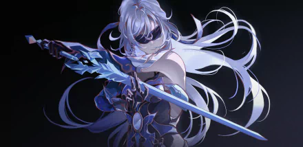 4K Ultra HD wallpaper featuring Jingliu from the video game Honkai: Star Rail, showcasing her poised with a glowing sword against a dark backdrop.