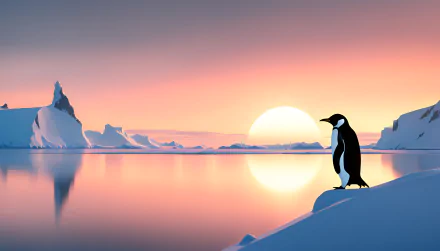 penguin sunrise snow nature Antarctica HD Desktop Wallpaper | Background Image