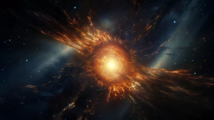 Stunning cosmic explosion with radiant light beams - Space-themed HD desktop wallpaper