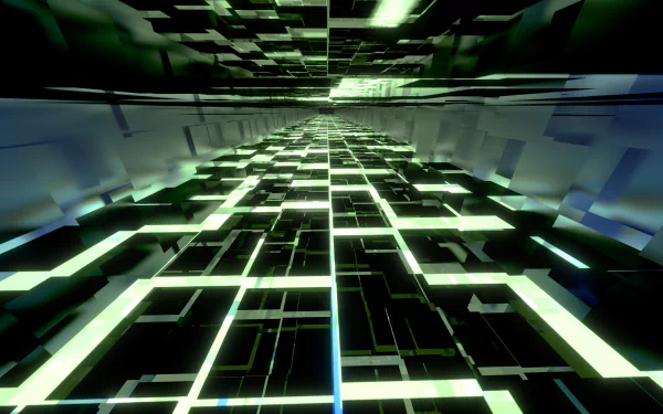  3d Abstract Pale Reflective Green Tunnel