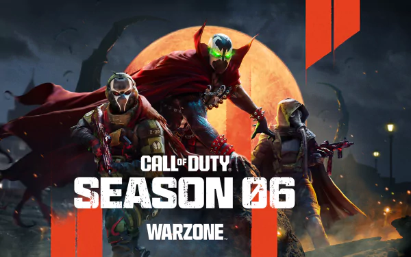 HD wallpaper featuring characters from Call of Duty: Warzone Season 06, set against a dramatic backdrop with dark and vivid tones.