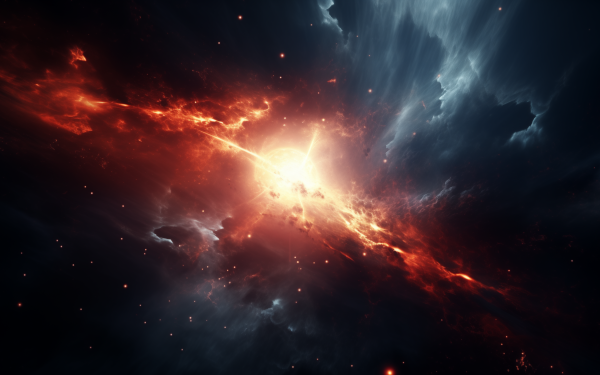 HD wallpaper featuring a vivid image of a supernova explosion in space with brilliant red and orange hues against a dark background.