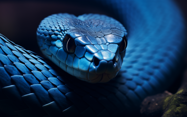 HD wallpaper of a close-up blue snake with a detailed texture, perfect for a desktop background.