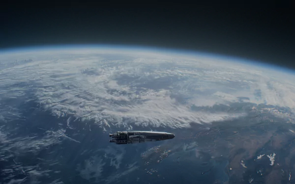 HD desktop wallpaper featuring a spacecraft from For All Mankind orbiting Earth's atmospheric edge.