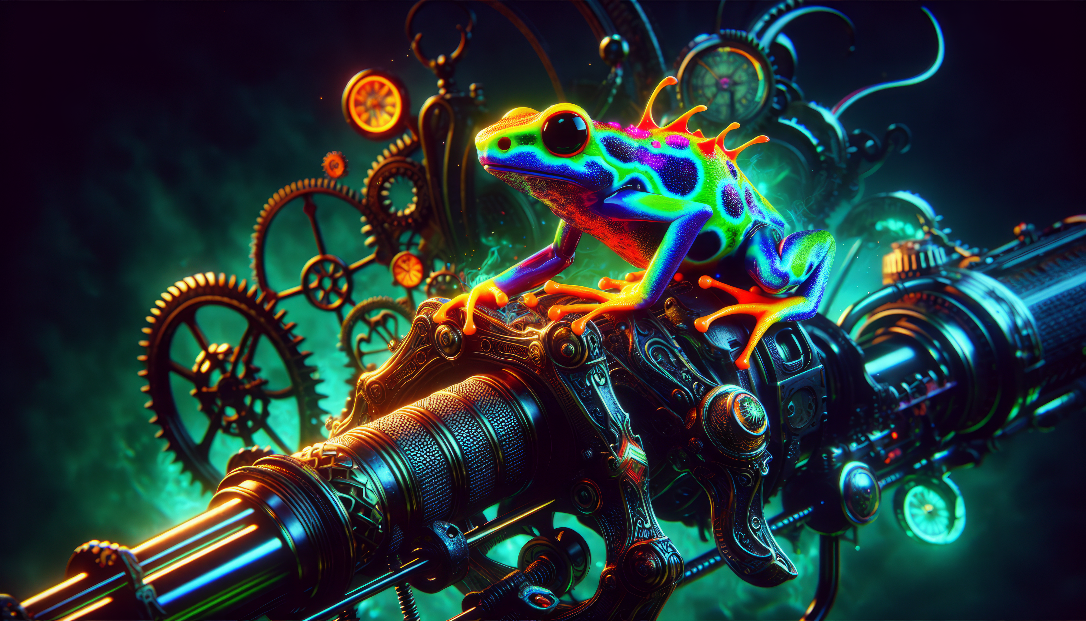 Vibrant Poison Dart Frog HD Wallpaper - Steampunk Fantasy by