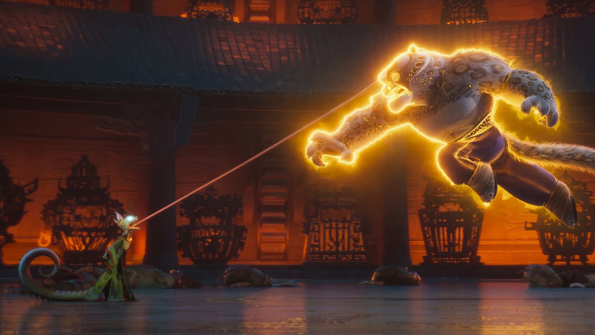 HD Wallpaper of Kung Fu Panda 4 featuring dynamic fight scene for desktop background.