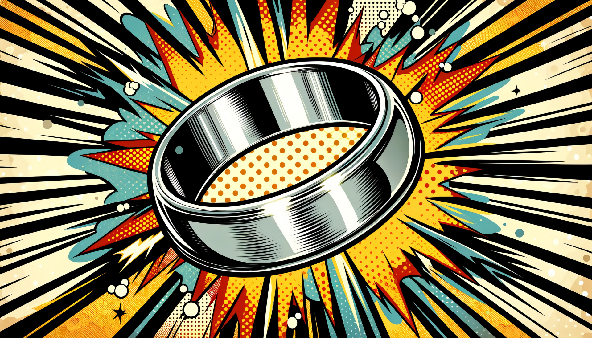 HD desktop wallpaper featuring a stylized wedding ring with a pop art background.