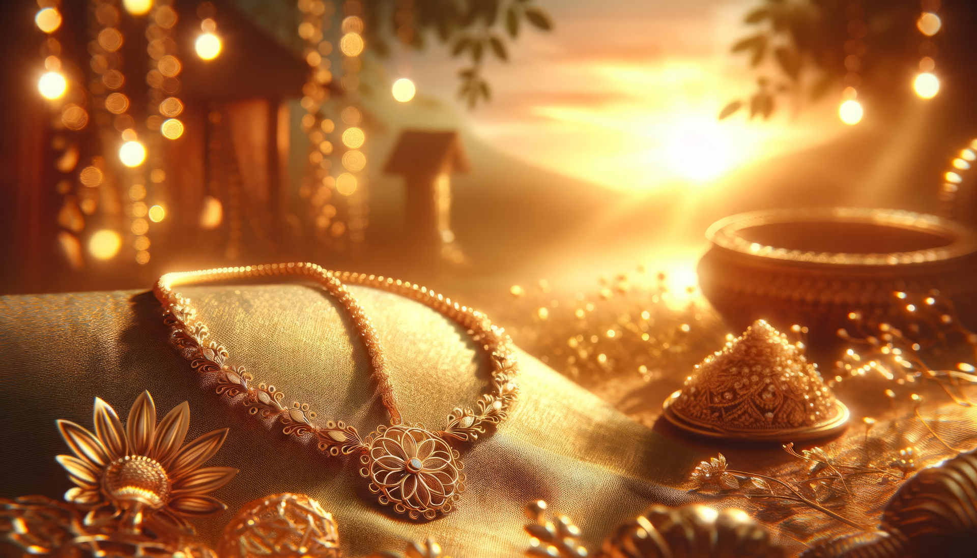 Golden Necklace Elegance - HD Wallpaper by robokoboto, image size:1920x1097