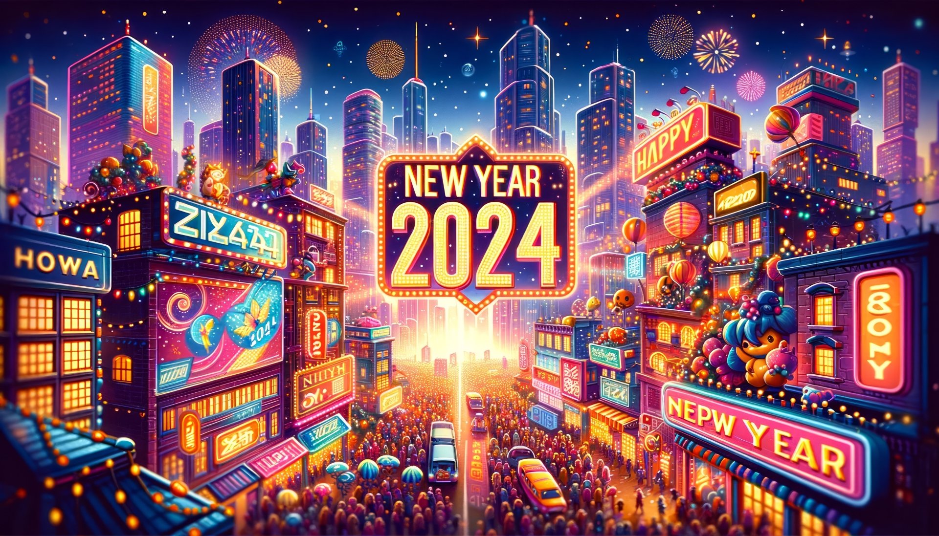 New Year 2024 Celebration City HD Wallpaper by patrika