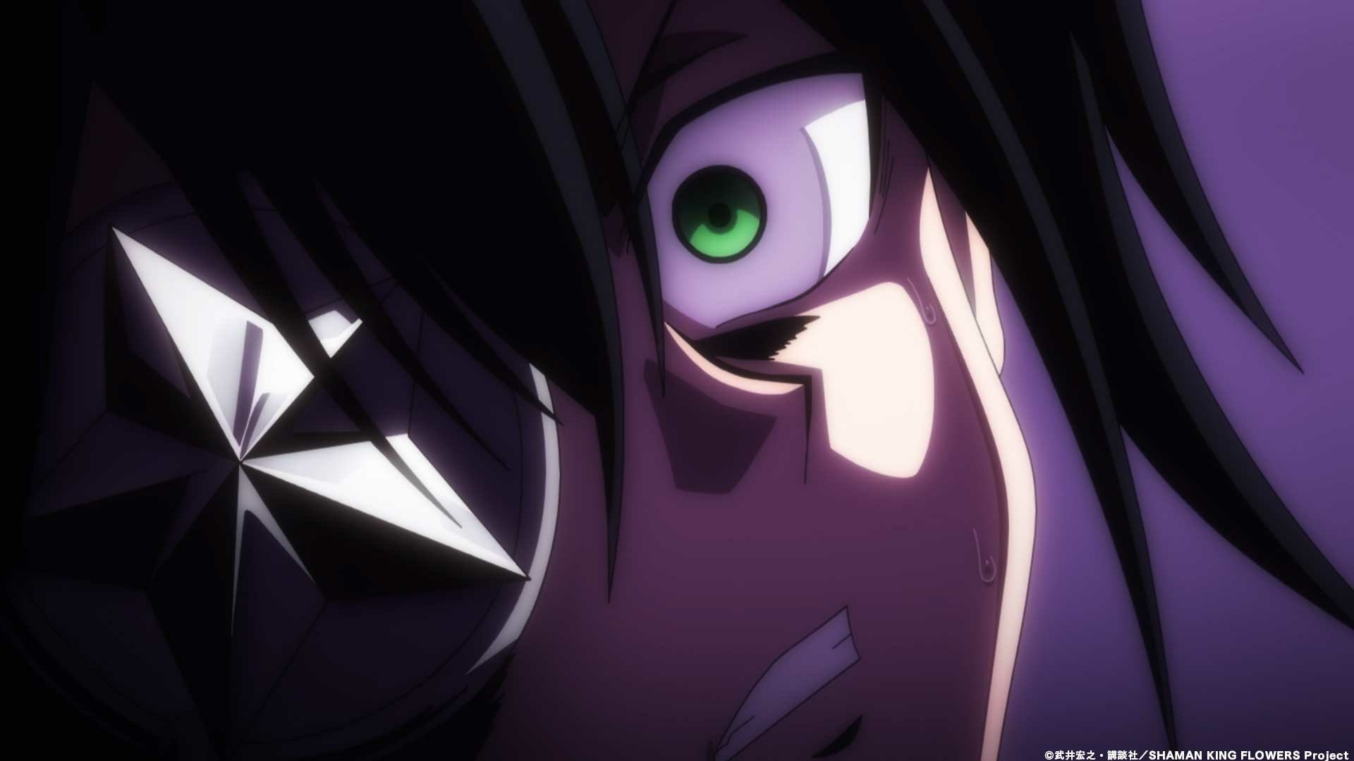 Shaman King Flowers anime character close-up with a mysterious crystal, HD wallpaper.