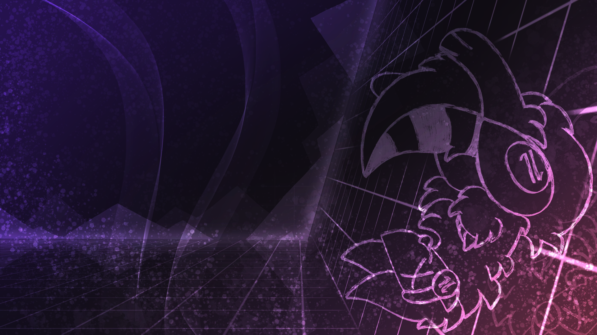 4K Ultra HD PC desktop wallpaper featuring a stylized neon outline of a bird-headed character against a dark, abstract geometric background with purple and pink hues.