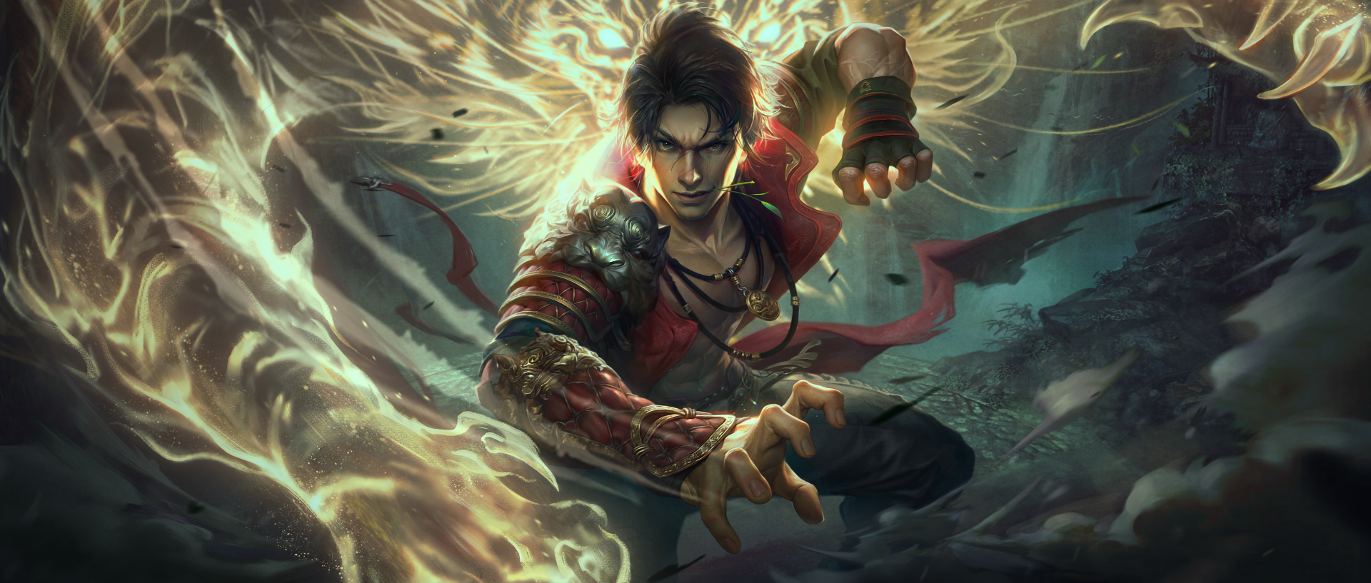 HD wallpaper featuring a dynamic pose of a character from Naraka: Bladepoint video game for desktop background.