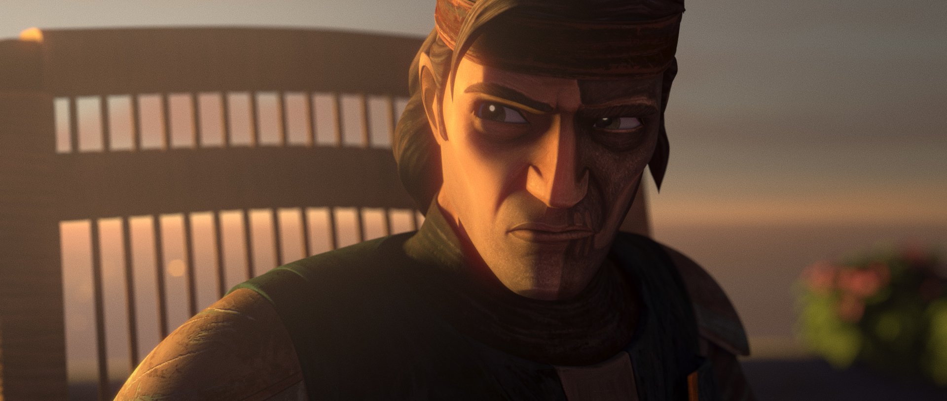 HD desktop wallpaper featuring Hunter from Star Wars: The Bad Batch TV show with a contemplative expression.