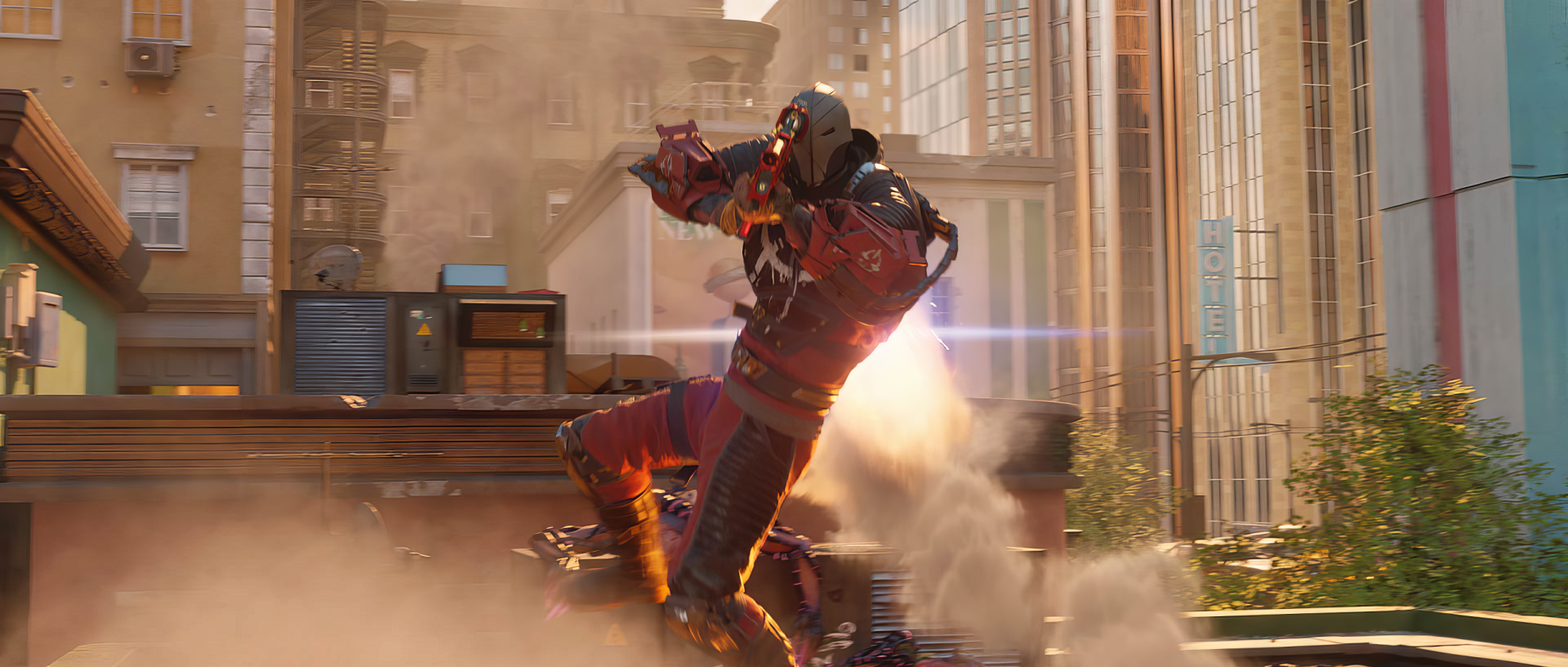 HD wallpaper from Suicide Squad: Kill the Justice League featuring a character in combat on a city street.