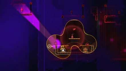 HD desktop wallpaper featuring abstract KarmaZoo game graphics with vibrant purple and orange hues.