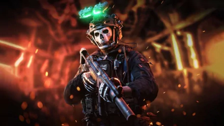 HD wallpaper of Call of Duty: Modern Warfare 2 with a soldier in tactical gear holding a weapon amidst a fiery backdrop.