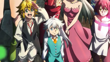 HD desktop wallpaper featuring characters from The Seven Deadly Sins: Grudge of Edinburgh movie.