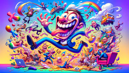 HD desktop wallpaper featuring a vibrant, colorful illustration tagged with 'goofy ahh', showing a whimsical character in a dynamic, fantasy world filled with playful themes.