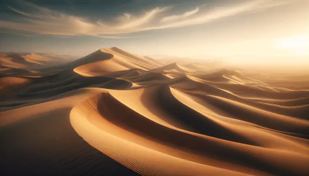 HD wallpaper of sunset over sand dunes for desktop background.