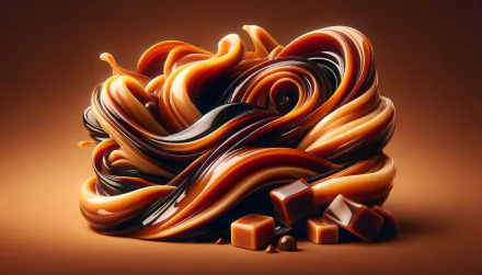 HD desktop wallpaper of swirls of caramel toffee on a warm background.