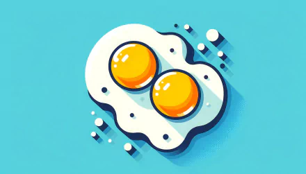 A vibrant HD wallpaper featuring two fried eggs with bright yellow yolks on a light blue background, creating a fun and playful kitchen theme.