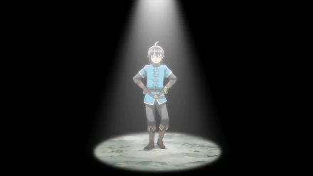 Anime character Makoto Misumi from Tsukimichi -Moonlit Fantasy- featured in a spotlight in HD wallpaper background.