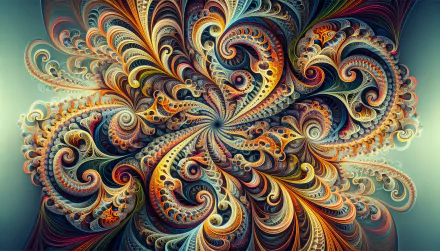 HD wallpaper of intricate fractal art with swirling patterns and warm colors for desktop background.