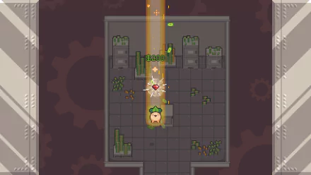 HD wallpaper featuring a scene from the video game Turnip Boy Robs a Bank with the main character in a bank setting surrounded by vaults and money bags.