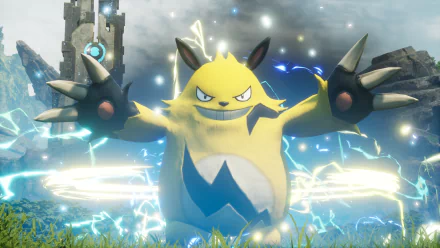 HD wallpaper of Palworld video game featuring an electrifying creature in an animated environment.