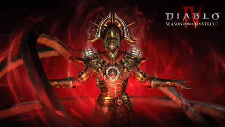 HD wallpaper of Diablo IV Season of the Construct theme with a detailed character in armor for desktop background.