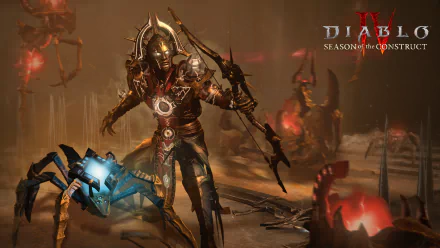 HD wallpaper featuring a fierce character from Diablo IV video game with a dark, battle-themed background.