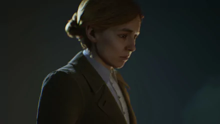 HD desktop wallpaper featuring a character from the video game Alone in the Dark (2024), set against a dark background.
